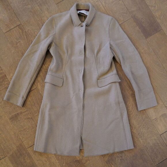 Harris Wharf London Tweed Brown Wool‎ Coat Size Medium Leather Elbow - Picture 1 of 7